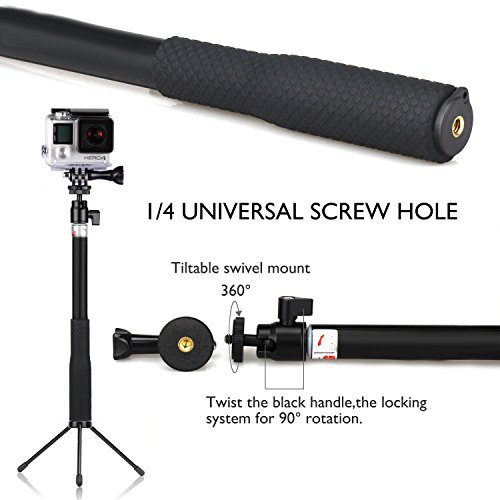 AxPower Light Aluminum Selfie Stick Monopod Telescope Pole with Tripod Stand for DJI OSMO Mobile 2 GoPro 4 5 6 7 and Cellphones