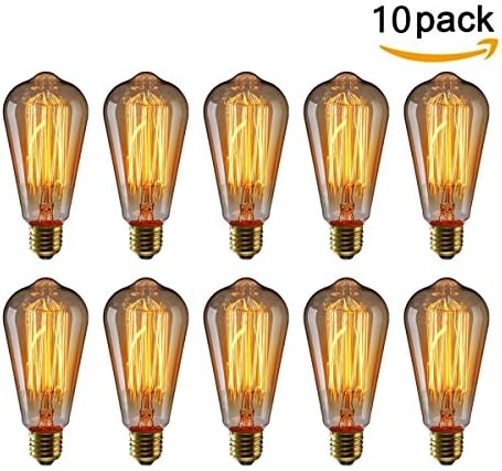 NOCHX Vintage Edison Bulbs 40W Squirrel Cage Filament Incandescent Antique Light Bulb 2200k for Home Light Fixtures E27 Base ST64 110V - 10 Pack