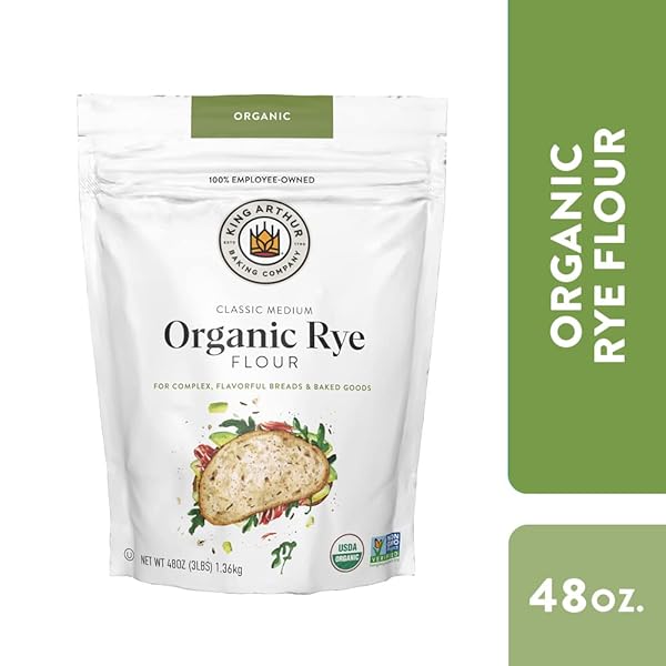 KING ARTHUR ORGANIC MEDIUM RYE FLOUR – 3 LBS FOR COMPLEX FLAVORFUL BREADS & BAKED GOODS – 100% US GROWN & MILLED – NON-GMO PROJECT VERIFIED – ROBUST FLAVOR FOR RYE BREAD, COOKIES & MORE