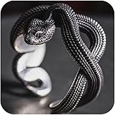 SUKKCCNO Vintage Gothic Black Snake Ring for Women Men Handmade Stainless Steel Serpent Reptile Open Rings Adjustable Animal Rings Punk Jewelry Gift