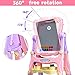 Amagoing Easel for Kids, Large Size 4 in 1 Standing Toddler Art Easel Double Sided Quick Flip & Height Adjustable Children Drawing Board with Paper Clips, Pink