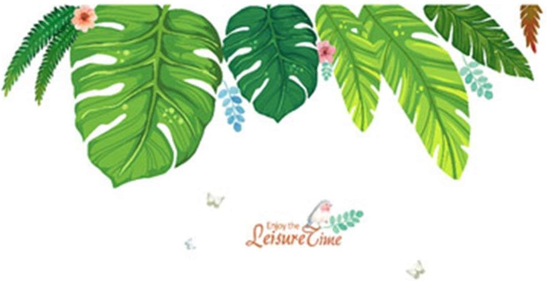 YIHOPAINTI DIY Removable Wall Decal Stickers Love Palm Tree Wall Stickers for Kids Room Living Room Office Bathroom Kitchen Bedroom Home Decor (Green Leaves 78x35)