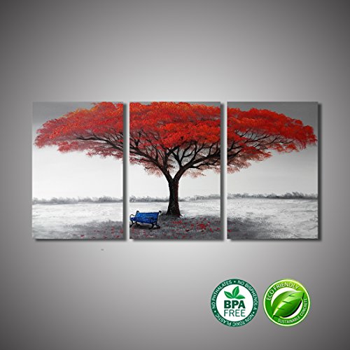 Artland canvas wall art  red tree agreement   3-piece g…