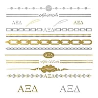 Fashiontats- Alpha Xi Delta jewelry inspired temporary metallic tattoos p-2010