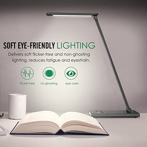 MoKo Dimmable LED Desk Lamp, Builtin Nightlight/Bedside Lamp + USB
