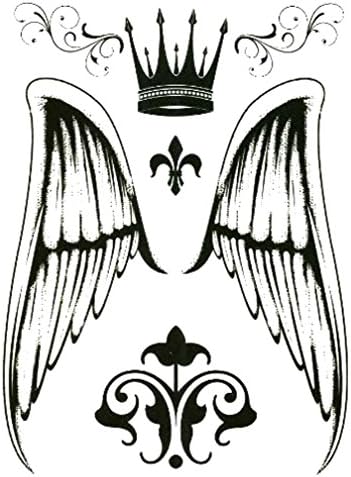 Fashion Diva Wings &amp; Crown Sheet Temporary Body Art Tattoos 6" x 4.5"