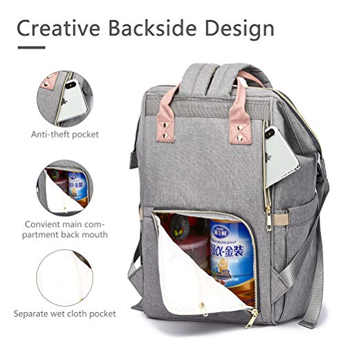 HaloVa Diaper Bag, Baby Nappy Bag, Large Capacity Mommy Daddy Travel Backpack, Pink