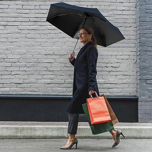 MXCOCO Paraguas de Bolsillo para Lluvia y Sol, Mini Sombrilla Plegable con Protección UV, Resistente al Viento y Lluvia, Ligero y Portátil con Estuche para Llevarlo Diario en Bolsa o Mochila