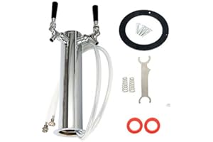 YaeBrew Double Faucet Draft Beer Tower, Stainless Steel Double Tap Beer Keg Tower Brewing Kegs Kegerator Tower, 3" Diameter (