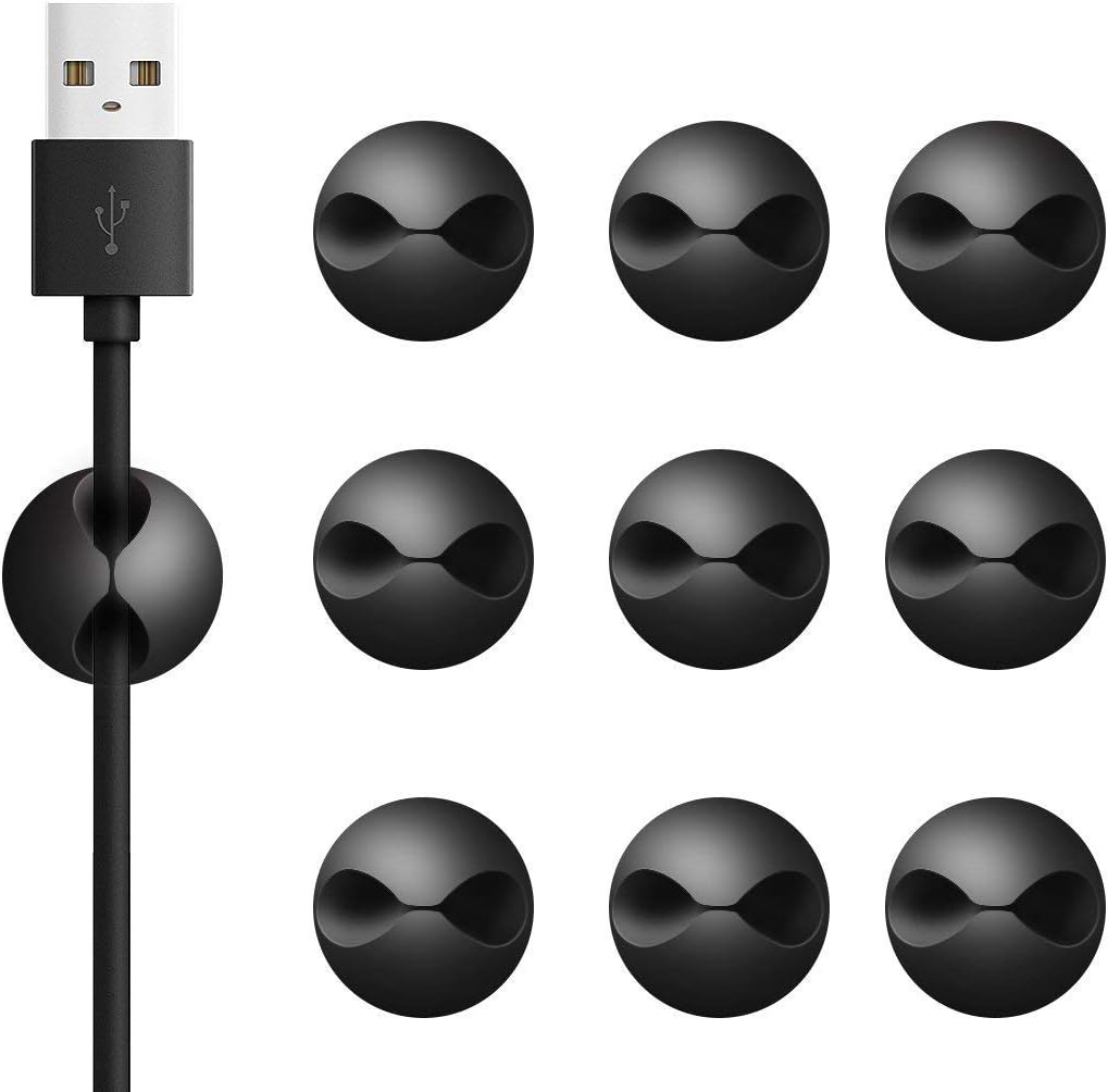 Cable Clips, Cable Organizer, Cord Management, Wire Holder System for Organizing Cable Cords Home and Office, Self Adhesive Cord Holders Desk Cable Organize(10 Pcs)