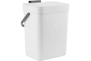 LALASTAR Mini Desktop Trash Can with Lid, Small Countertop Garbage Can, Plastic Tiny Tabletop Wastebasket for Office/Kitchen/Coffee Table, 3L/0.8 Gal, White