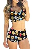 Dearlovers Women Printed Racer Back Sporty Simsuit Short Swimwear