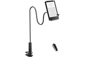 HIGPTWIREL RF Remote Page Turner with Gooseneck Kindle Holder, Reading Stand for Bed, Desk with Clicker, for Kindle Paperwhit