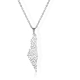 Amaxer Israel Palestine Map Necklace Map Pendant Adjustable Necklace Charm Inspirational Gift for Women