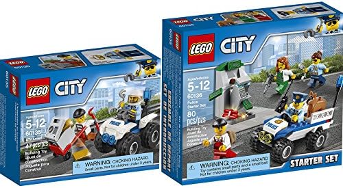 Lego Police Unit Cops &amp; Robbers Figures Arrest ATV Police Vehicle &amp; City Squad Starter Set Building Kit Block Toy Set