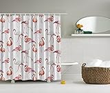 Flamingo Decor Flamingos Beauty Balance Grace Symbol Animals Digital Print Polyester Fabric Shower Curtain, Pink Coral White