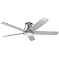 wurzee 52" Flush Mount Ceiling Fan Brushed Nickel Ceiling Fan 6 Speeds DC Reversible Motor, Timing, Dimmable, 5 Blades for Bedroom,Living, Dining Indoor Patio Porch Garage Shop
