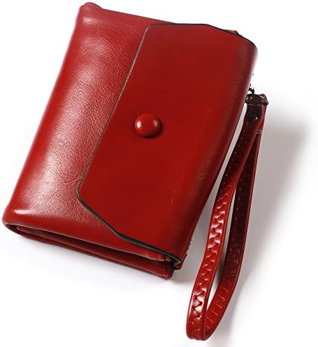 Small Wallet for Women Soft Leather Zipper Coin Pocket Credit Card Holder Clutch Purse with Wrist Strap