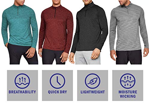 Fresca Sweat-Wicking Quick Dry Biking Shirt for Men, Long Sleeve Cycling Jersey Mock Neck Collar Classic Active Wear Workout Training T-Shirts Blue Green Large