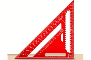 Carpenter's Triangle Ruler Protractor, Metal Aluminum Rafter Square with Note Surface & Roofing Square Drill Gauge, 30cm & 18