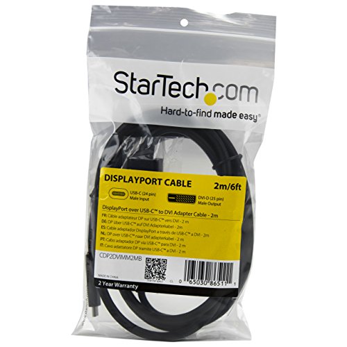 StarTech.com USB-C to DVI Cable - 6 ft / 2m - 1080p - 1920x1200 - USB-C DVI Monitor Cable - USB C Cable - Computer Monitor Cable