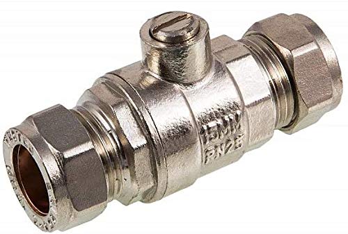 Pack of 2 Chrome Plated 15mm Full Flow Bore Isolating Isolation Valve Heavy Pattern Compression Joint