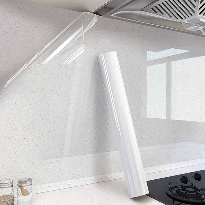 Photo 1 of Clear Contact Paper Peel and Stick Wallpaper for Bathroom 15.8" Clear Wall Protector Removable Wallpapers for Countertops Transparent Wall Protective Film Waterproof Wallpaper for Kitchen Backsplash