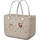 Beach Bag Rubber Tote Bag - Waterproof Travel Bag for Women Washable Tote Bag Handbag for Sports Beach Market Pool