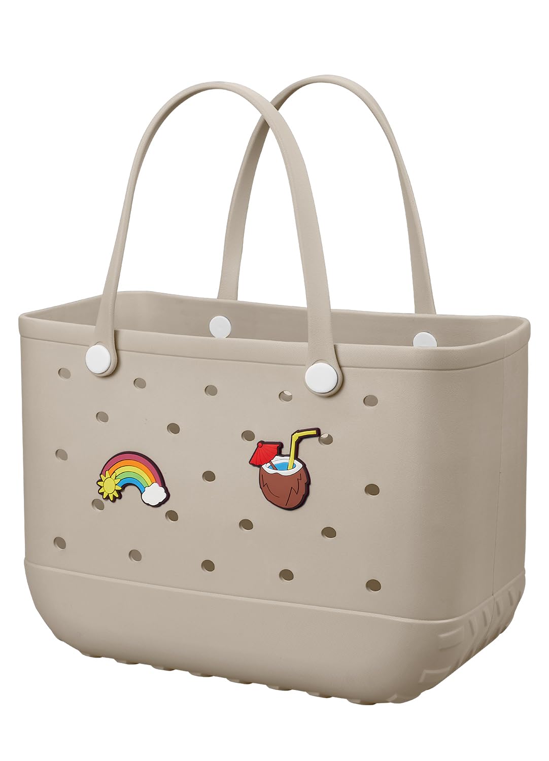 Photo 1 of Beach Bag Rubber Tote Bag - Waterproof Travel Bag for Women Washable Tote Bag Handbag for Sports Beach Market Pool (Apricot, Large)