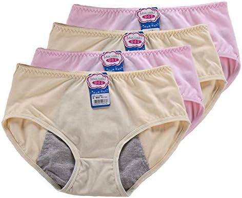 VictorySweety Big girl's Period Impermeable underwear briefs - 4 pieces Size L Pink Yellow