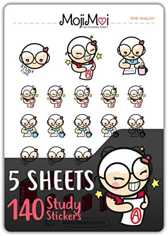 Study-Theme Stickers for Life Planner, Functional Stickers, Erin Condren Planner Stickers - Happy Planner, Cute Stickers, kawaii Stickers, Kikki Stickers, MojiMoi, Study-001