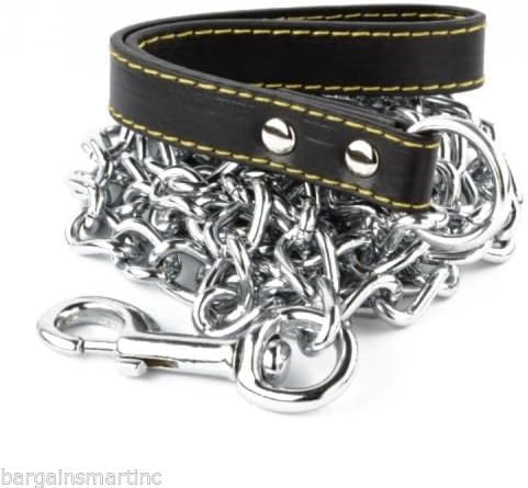 NEW 72" 6ft Long x 4mm Thick Chain Dog Leash Strong Hold Pet Black Strap Walking