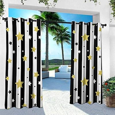 Amazon Com Striped Outdoor Curtain Extra Wide Black And White