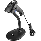 Handheld USB QR Barcode Scanner, NetumScan Wired Automatic 1D 2D Image Bar Code Reader with Adjustable Stand for Store, Supermarket, Warehouse (Wired)