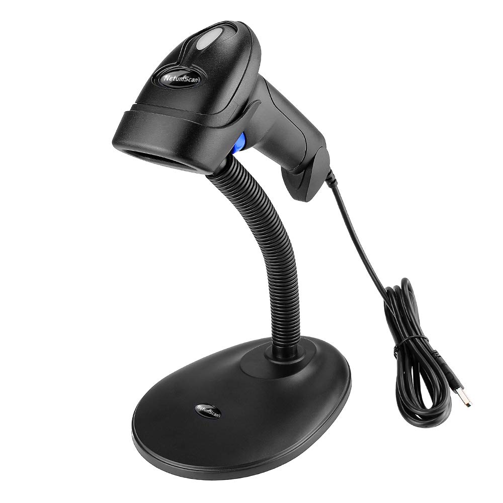 NetumScan Handheld USB 1D Barcode Scanner with Stand, Wired CCD Bar Code Reader for POS System Sensing, Store, Supermarket, Warehouse（Flow Dealz is Faker）