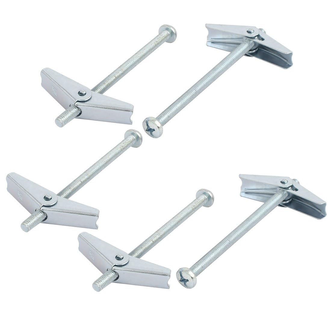 TOP-VIGOR 5Pcs Plasterboard Fixings, M6 x 100mm Wing Spring Toggle Bolts and Drywall Screws, Hollow Anchors Kit, Heavy Duty Wall Plugs for Plasterboard, Cavity Wall, Fibreboard