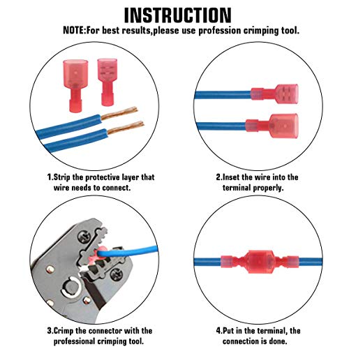 Qibaok 360PCS Spade Terminals Wire Connectors Female & Male Nylon Fully