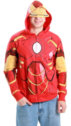 Iron Man Red Costume Zip-Up Men's Hooded Sweathshirt Hoodie
