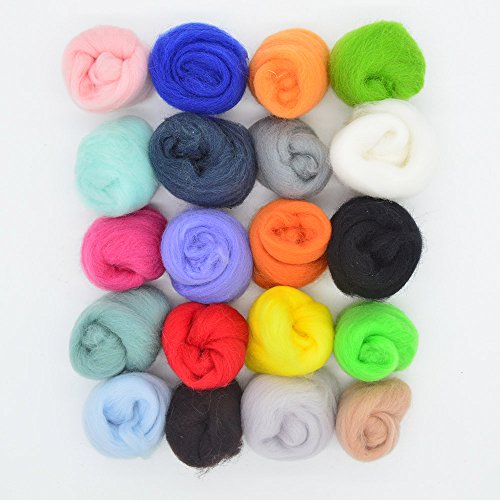 ibotti Needle Felting Starter Kit, with 20 Colors Felt Wool, Needles Felt Tool, Foam Felting Pads, 18 Pages Needle Felting Instructions
