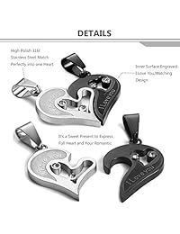 FIBO STEEL - Juego de pulseras y collares para él y ella, rompecabezas de corazón a juego para regalo de San Valentín