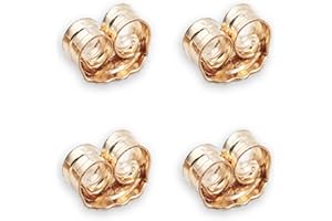 ERT 14K Gold Earring Backs - 4 Piece Replacement Yellow Gold Ear Locking for Stud Ear Rings 2 Pairs