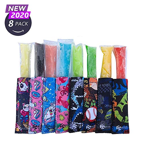 Fitzl Strong 8pc Popsicle Holders for Kids Neoprene Fabric Popsicle
