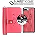 Vofolen Wallet Case for iPhone 8 Plus 7 Plus 6s Plus 6 Plus Detachable Zipper Plait PU Leather Card Holder Slot Protective Slim Fit Shell Magnetic Folio Flip Cover for iPhone 6+ 6s+ 7+ 8+ (Red)