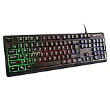 Zamplex Gaming Keyboard with Blcklit LED, USB Mechanical Feel Wired Keyboard New Version