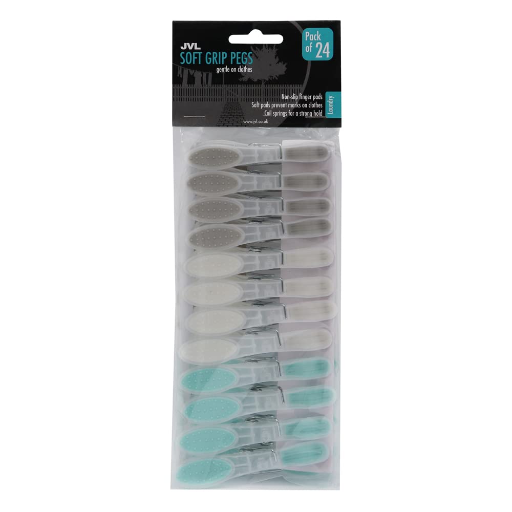 JVL Soft Grip Clothes Pegs, Pack of 24