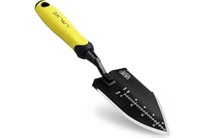 LRLXE Garden Shovel-Heavy Duty Gardening Hand Trowel, Stainless Steel Garden Trowel with Rubberized Handle, Garden Tool for Soil Planting Digging Transplanting(Hand Trowel) (Yellow Handle)