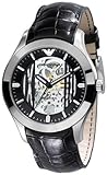 Emporio Armani Men's Meccanico AR4648 Black Leather Quartz Watch with Black Dial