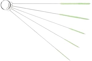 THE SCOOPIE 10" Tube Cleaning Brush Set, 5 Pack Small, Extra Long Nylon Straw Brushes with Flexible Handles for Bottles, Cleaning Straws, Pipe Cleaners, Keyboard, Glass, Guns, Detailing and Deep Cleaning, Green