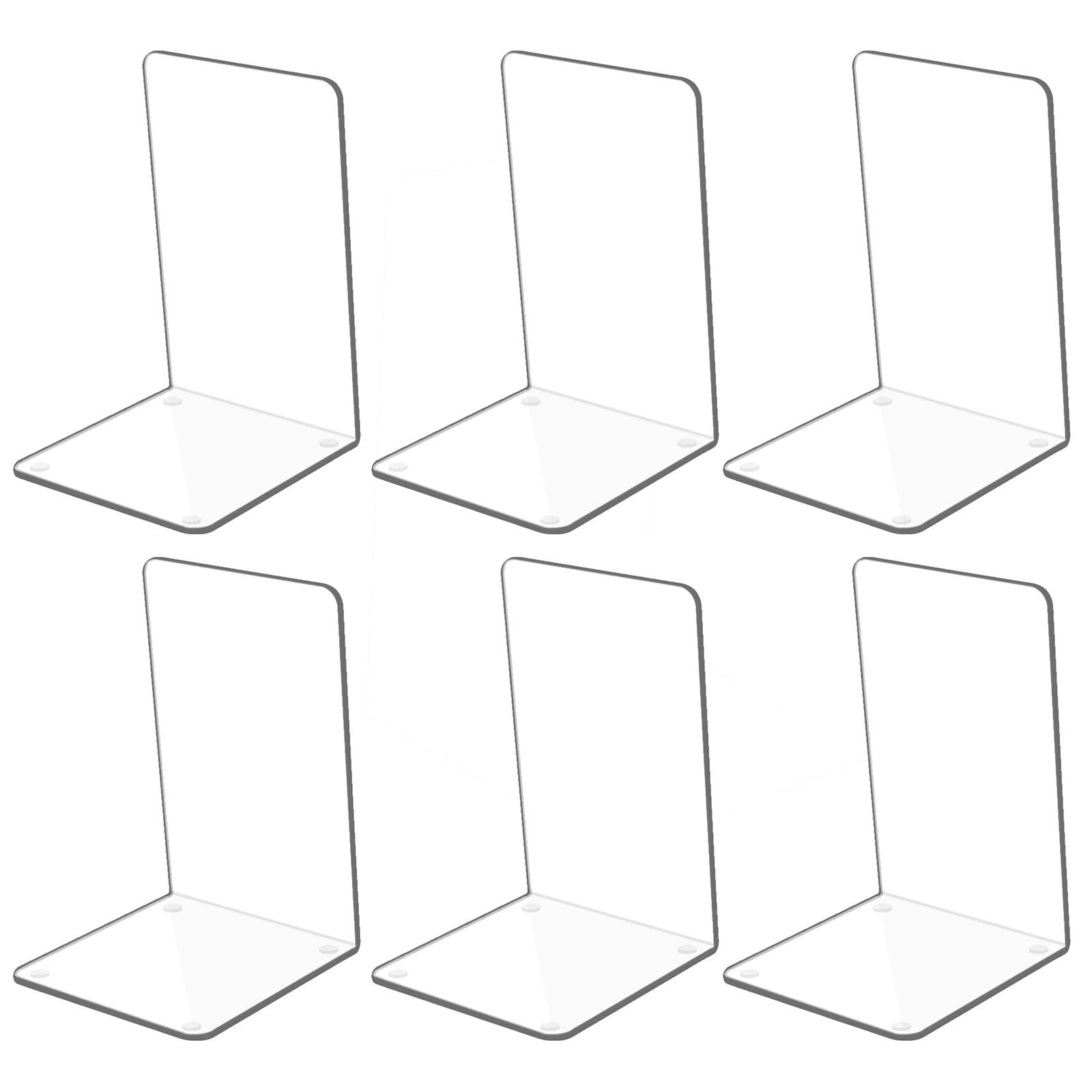 Kioneer 3 pairs Acrylic Bookends Clear Book ends for shelves,Plastic Non-Slip Bookend Bedroom Library Office School and Desktop Organizer