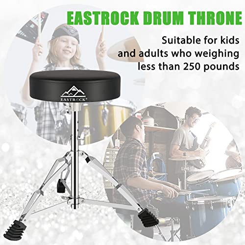 EASTROCK Drum Throne Height Adjustable Drum Stool, Padded Drumming Seat